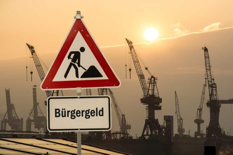 Baustellen Schild Bürgergeld im Hafeb